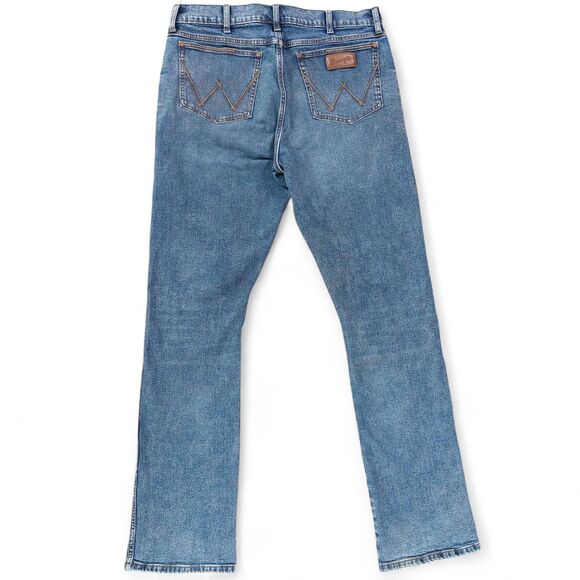 Wrangler Retro Jeans Mens 36x38 Blue Slim Boot Bootcut Stretch Denim 1077MWZMP - Picture 2 of 12